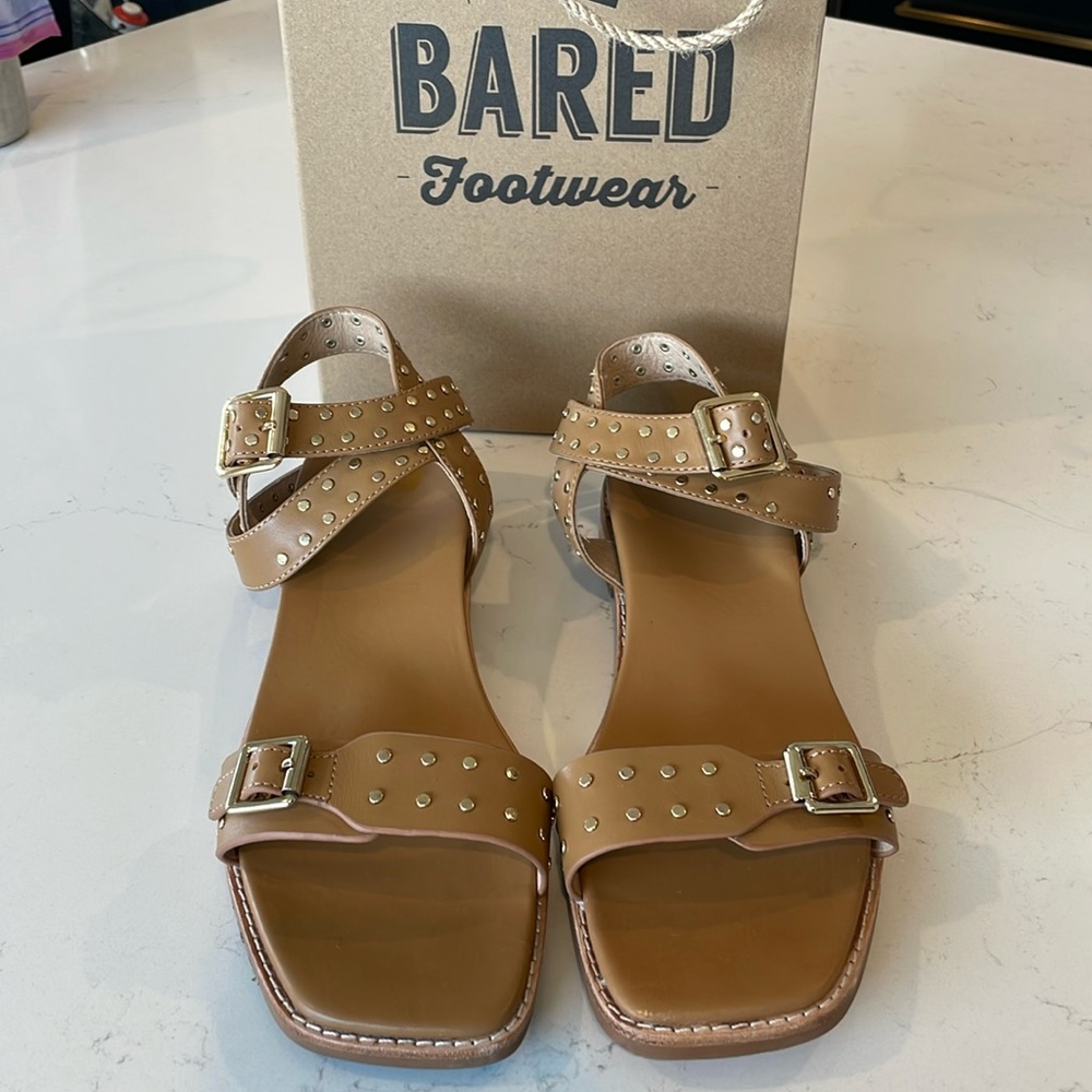 Tan ankle strap sandals size 40